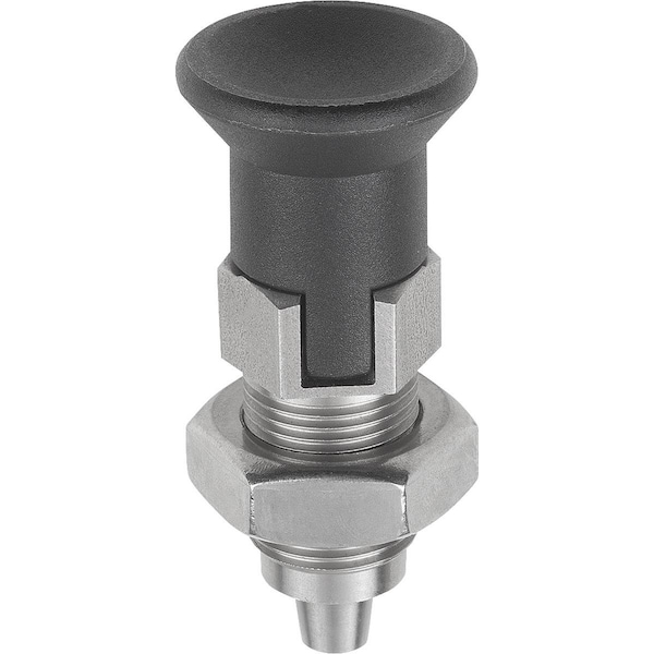 Indexing Plunger, Premium, Tapered Pin Size:1 D1=M10X1, D=5, Form:D W Locking Slot W Locknut,